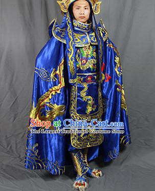 Chinese Traditional Sichuan Opera Embroidered Royalblue Costume Face Changing Clothing Complete Set for Men