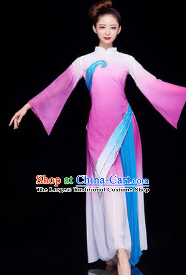 Chinese National Lotus Dance Umbrella Dance Light Purple Dress Traditional Classical Dance Costume for Women