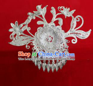 Traditional Chinese Sliver Hair Accessories Miao Nationality Ethnic Female Flowers Hairpins for Women