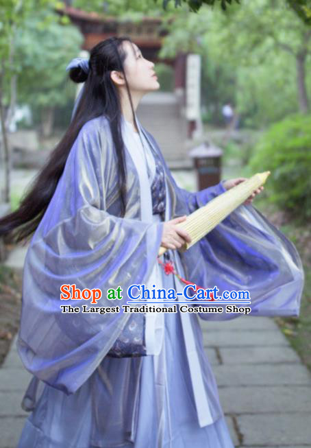 Traditional Chinese Jin Dynasty Historical Costume Ancient Nobility Lady Swordswoman Hanfu Dress for Women