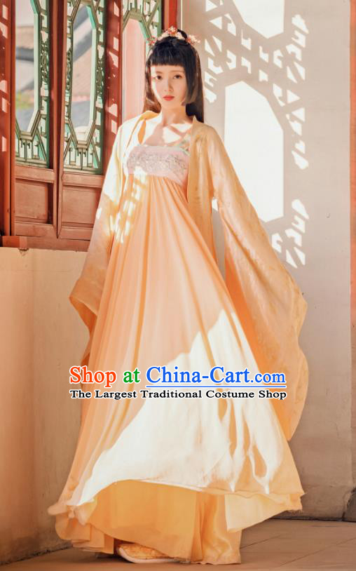 Chinese Traditional Ancient Court Princess Hanfu Dress Tang Dynasty Nobility Lady Historical Costume and Headpiece for Women