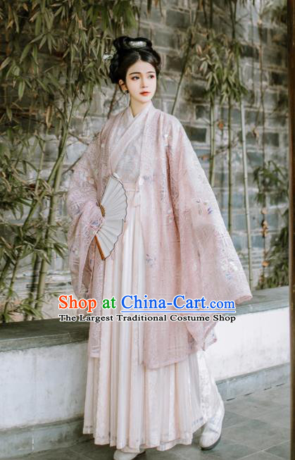 Chinese Ancient Court Princess Pink Hanfu Dress Traditional Jin Dynasty Historical Costume for Women