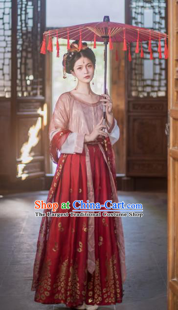 Chinese Traditional Tang Dynasty Palace Lady Hanfu Dress Ancient Peri Goddess Costume for Women