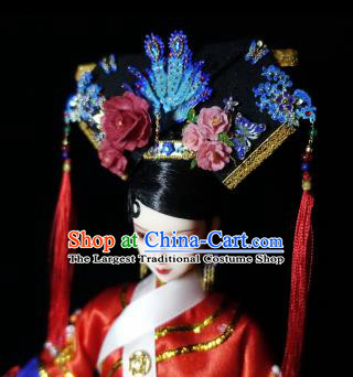 Chinese Ancient Imperial Consort Cloisonne Headwear Traditional Qing Dynasty Palace Manchu Hair Accessories for Women