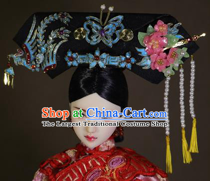 Chinese Ancient Cloisonne Phoenix Headwear Traditional Qing Dynasty Palace Manchu Imperial Consort Hair Accessories for Women