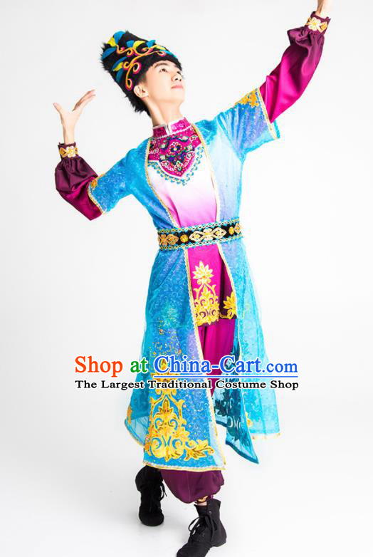 Chinese Uyghur Nationality Stage Performance Ethnic Dance Costume Traditional Uigurian Minority Bridegroom Clothing for Men