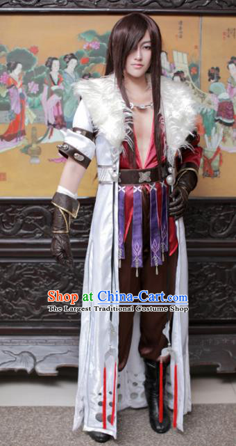 Traditional Chinese Cosplay Young Swordsman Hanfu Clothing Ancient Knight Hero Embroidered Costume for Men