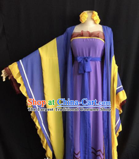 Traditional Chinese Tang Dynasty Purple Hanfu Dress Ancient Princess Embroidered Costume for Women