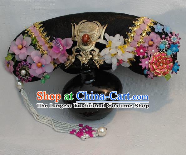 Traditional Chinese Qing Dynasty Imperial Consort Headwear Ancient Palace Manchu Hair Accessories for Women