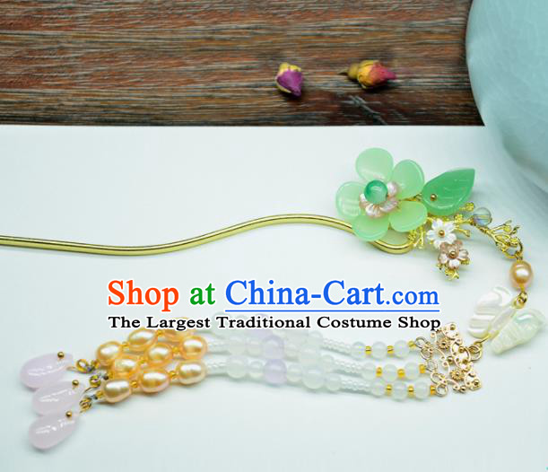 green flower hair accessories