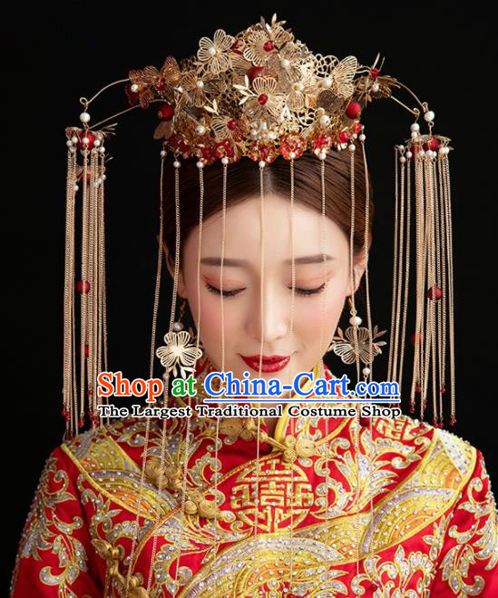 Chinese Handmade Palace Queen Phoenix Coronet Hairpins Ancient Hair Accessories Headwear for Women