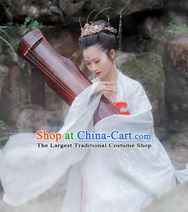 Chinese Traditional Tang Dynasty Imperial Consort Historical Costume Ancient Peri Embroidered Hanfu Dress for Women