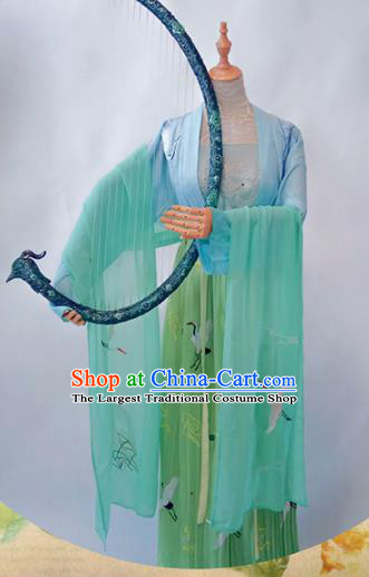 Chinese Traditional Cosplay Costume Ancient Ming Dynasty Princess Green Hanfu Dress for Women