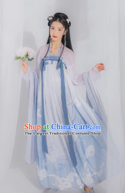 Chinese Ancient Tang Dynasty Court Lady Embroidered Hanfu Dress Traditional Historical Costume for Women