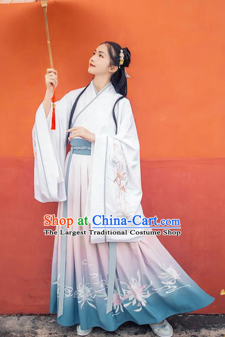 Chinese Ancient Court Maid Hanfu Dress Traditional Han Dynasty Princess Palace Lady Embroidered Historical Costume for Women