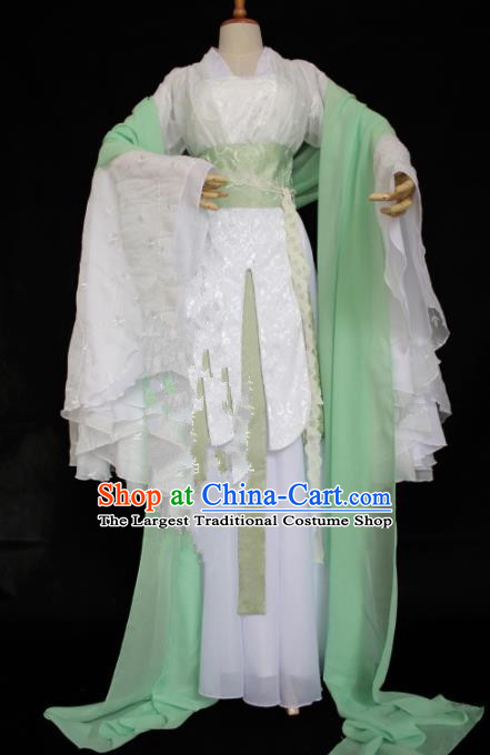 Chinese Traditional Cosplay Princess Costume Ancient Swordswoman White Hanfu Dress for Women