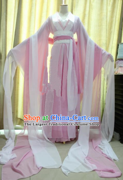 Chinese Traditional Cosplay Princess Costume Ancient Swordswoman Pink Hanfu Dress for Women