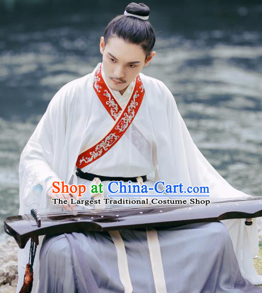 Chinese Ancient Nobility Childe Embroidered Hanfu Clothing Jin Dynasty Scholar Historical Costume for Men