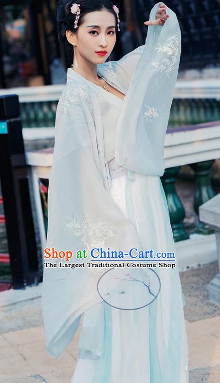 Chinese Tang Dynasty Court Imperial Consort Historical Costume Traditional Ancient Peri Embroidered Hanfu Dress for Women