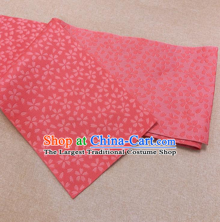Japanese Traditional Sakura Pattern Watermelon Red Brocade Yukata Waistband Asian Japan Handmade Kimono Belts for Women