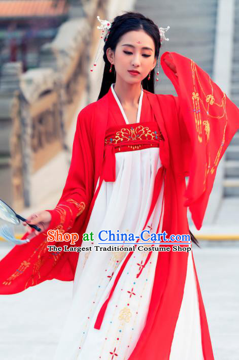 Ancient Chinese Tang Dynasty Court Princess Historical Costume Traditional Palace Dance Embroidered Hanfu Dress for Women