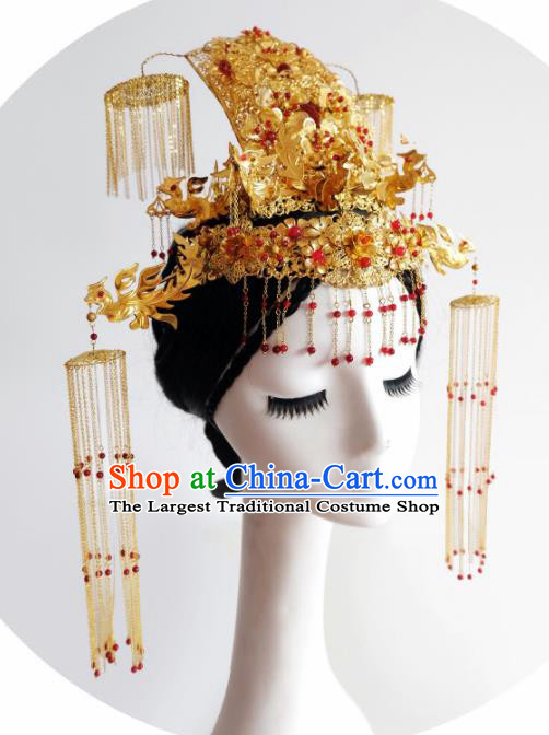 Traditional Chinese Ancient Queen Phoenix Coronet Hairpins Handmade Wedding Hair Accessories for Women