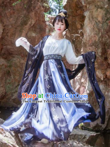 Chinese Traditional Tang Dynasty Las Meninas Historical Costume Ancient Court Maid Embroidered Dress for Women