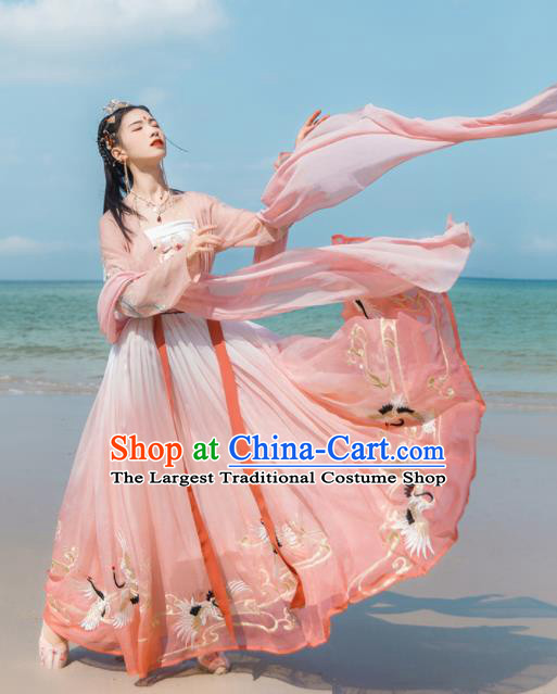 Chinese Ancient Nobility Lady Embroidered Hanfu Dress Traditional Tang Dynasty Court Princess Historical Costume for Women