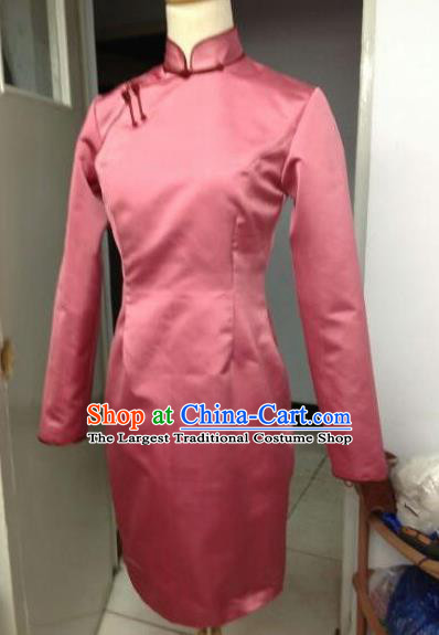 Chinese Traditional Mongolian Ethnic Costume Mongol Nationality Female Pink Dress for Women