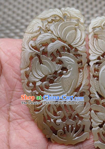 Chinese Handmade Jade Carving Phoenix Pendant Jewelry Accessories Ancient Traditional Jade Craft Decoration