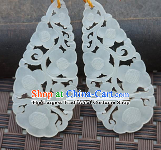 Handmade Chinese Ancient Carving Flowers Jade Pendant Traditional Jade Craft Jewelry Decoration Accessories