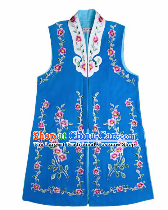 Handmade Chinese Beijing Opera Blue Vest Traditional Peking Opera Diva Costume for Women