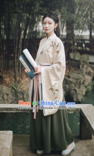 Ancient Chinese Han Dynasty Court Lady Hanfu Dress Traditional Princess Embroidered Historical Costume for Women