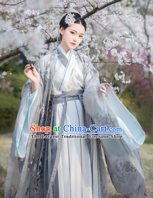 Asian Chinese Jin Dynasty Female Swordsman Historical Costume Ancient Court Princess Traditional Hanfu Dress for Women