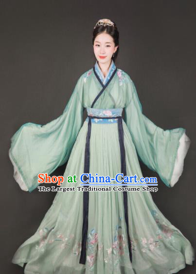 Traditional Chinese Jin Dynasty Imperial Princess Embroidered Hanfu Dress Ancient Drama Palace Lady Historical Costume for Women