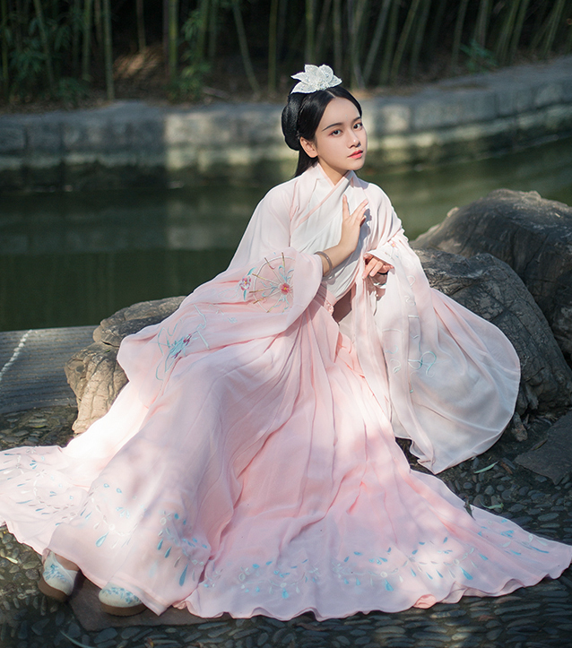 Traditional Chinese Jin Dynasty Court Lady Hanfu Dress Ancient Princess Embroidered Historical Costume for Women