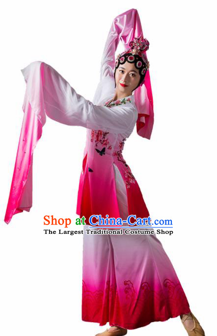 Chinese Traditional Dance Rosy Dress Classical Dance Water Sleeve Beijing Opera Costume for Women