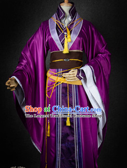 Chinese Traditional Cosplay King Royal Highness Purple Costume Ancient Swordsman Hanfu Clothing for Men