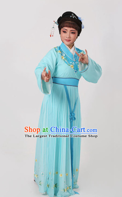 Chinese Traditional Peking Opera Actress Light Blue Dress Ancient Nobility Lady Embroidered Costume for Women