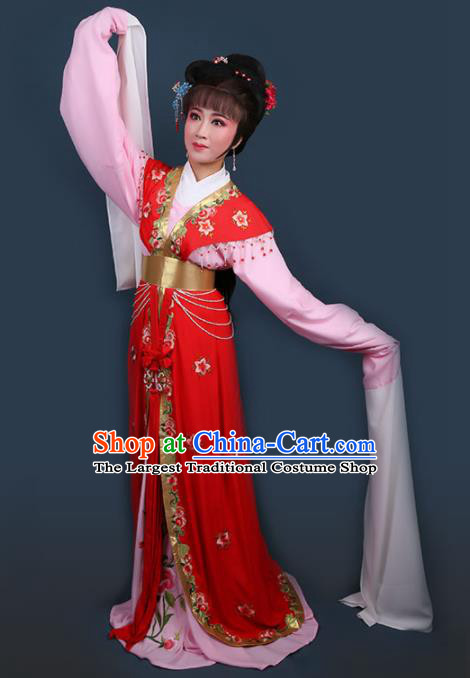 Chinese Traditional Opera Peri Princess Red Dress Ancient Beijing Opera Diva Embroidered Costume for Women