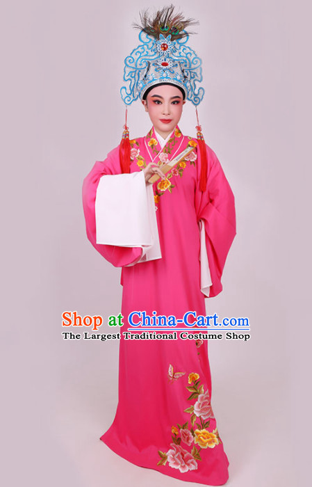 Chinese Traditional Beijing Opera Niche Scholar Embroidered Rosy Robe Ancient Nobility Childe Costume for Men