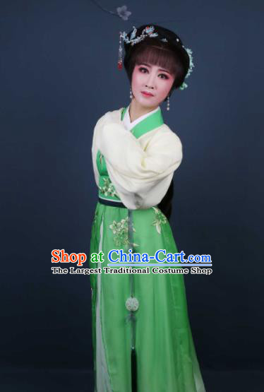 Chinese Traditional Opera Peri Green Dress Ancient Beijing Opera Diva Embroidered Costume for Women