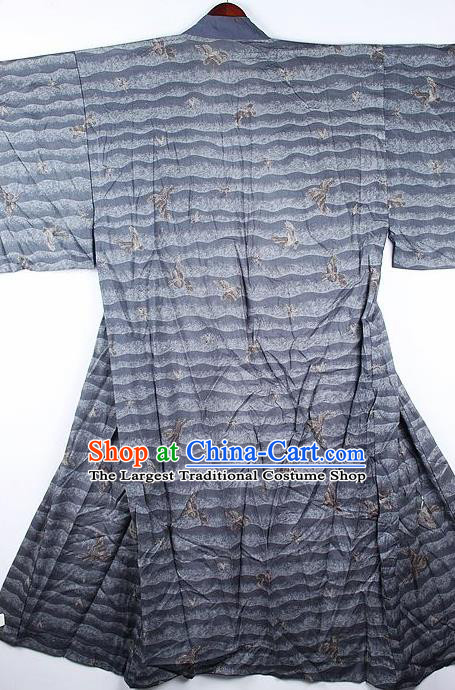 Japanese Traditional Printing Grey Kimono Asian Japan National Yukata Costume for Men