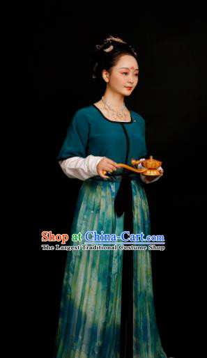 Chinese Traditional Tang Dynasty Palace Maidservant Hanfu Dress Ancient Drama Court Lady Replica Costumes for Women