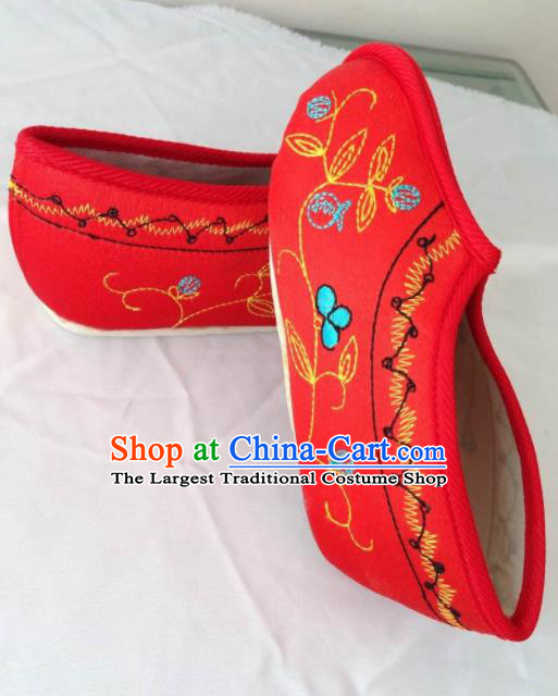 Handmade Traditional Chinese Beijing Opera Diva Shoes Ancient Princess Wedding Red Shoes for Women