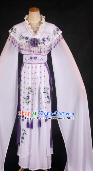 Handmade Traditional Chinese Beijing Opera Princess White Dress Ancient Court Lady Costumes for Women