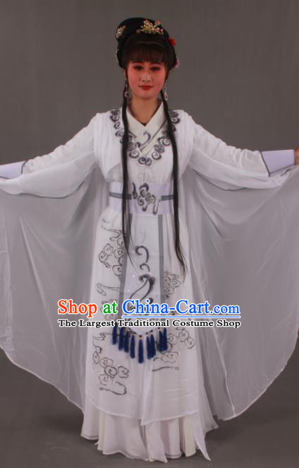 Traditional Chinese Peking Opera Actress White Dress Ancient Madam White Snake Bai Suzhen Costumes for Women