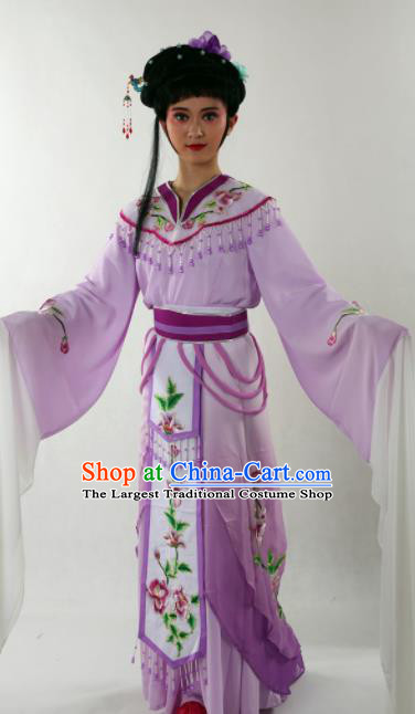 Traditional Chinese Shaoxing Opera Nobility Lady Purple Dress Ancient Peking Opera Diva Costume for Women