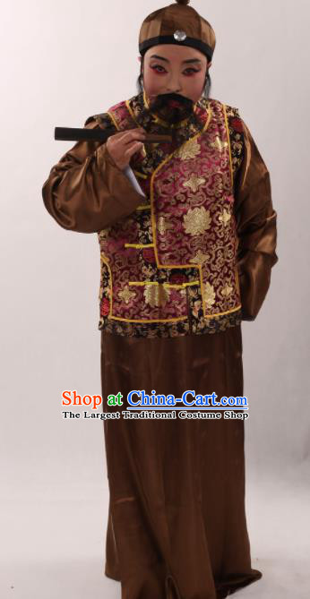 Traditional Chinese Shaoxing Opera Costume Ancient Qing Dynasty Long Gown and Mandarin Jacket for Men