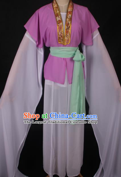 Traditional Chinese Shaoxing Opera Maidservants Purple Dress Ancient Peking Opera Village Girl Costume for Women